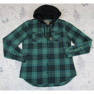 NEW $80 Flag Nor Fail Womens Green Flannel hoodie "No handouts" Shirt Women's M